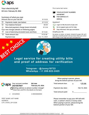 Arizona Fake Utility bill template