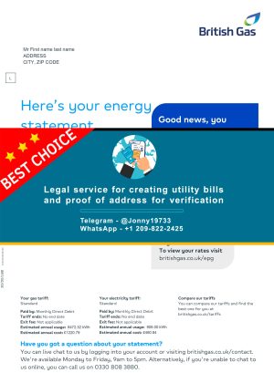 BRITICH GAS Fake Utility bill template