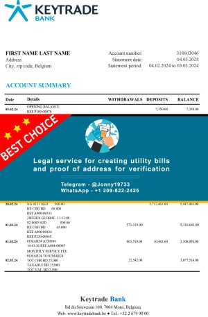 Belgium Fake Utility bill template