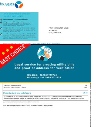 France Fake Utility bill template