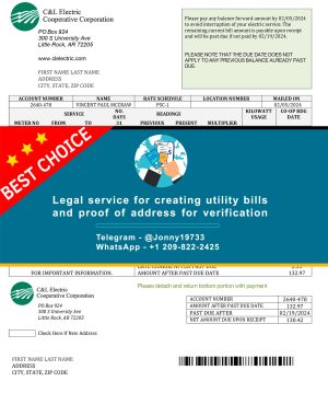 Arkansas Fake Utility bill template