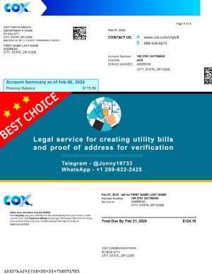 COX Fake Utility bill template