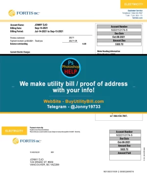 Canada Fake Utility bill template