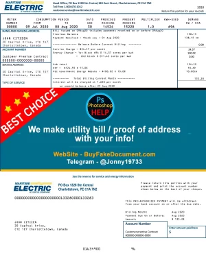 Canada Fake Utility bill template