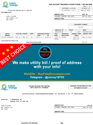 Canada Fake Utility bill template