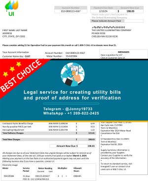 Massachusetts Fake Utility bill template