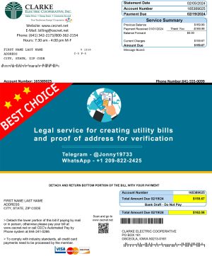 Iowa Fake Utility bill template