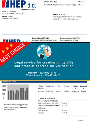 Croatia Fake Utility bill template