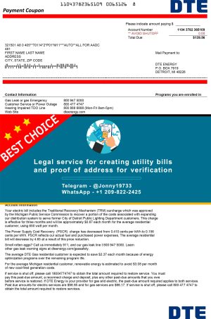 Michigan Fake Utility bill template