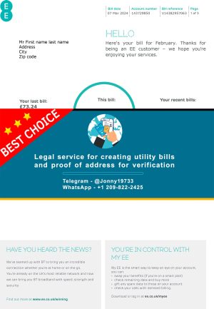 UK Fake Utility bill template