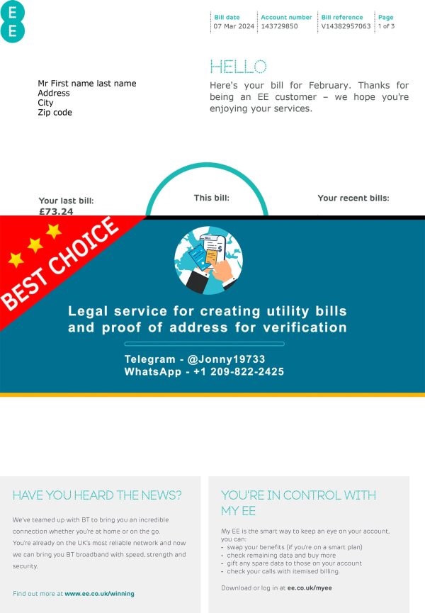 UK Fake Utility bill template