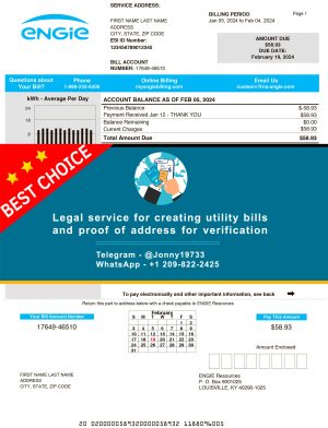 Kentucky Fake Utility bill template