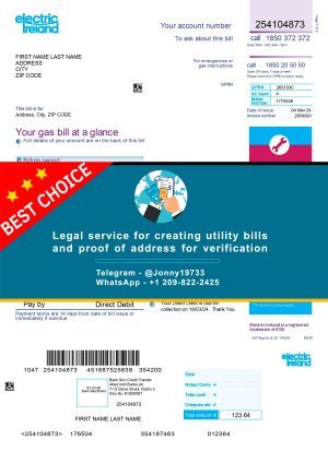 Ireland Fake Utility bill template