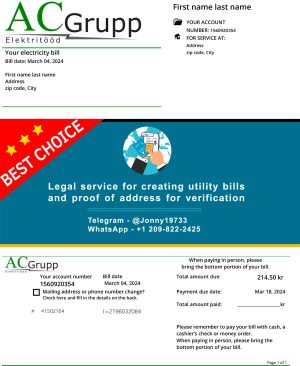 Estonia Fake Utility bill template