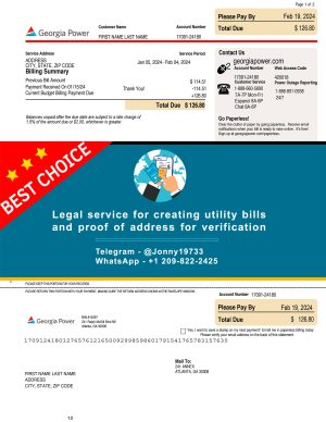 Georgia Fake Utility bill template