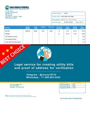 Tennessee Fake Utility bill template