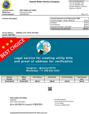 Hawaii Fake Utility bill template