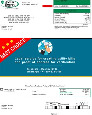 Iowa Fake Utility bill template