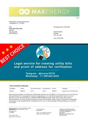 Austria Fake Utility bill template