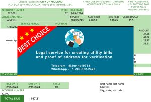 Michigan Fake Utility bill template