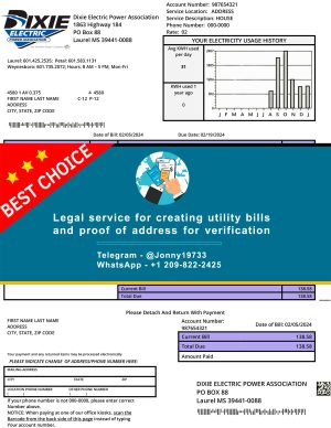 Mississippi Fake Utility bill template