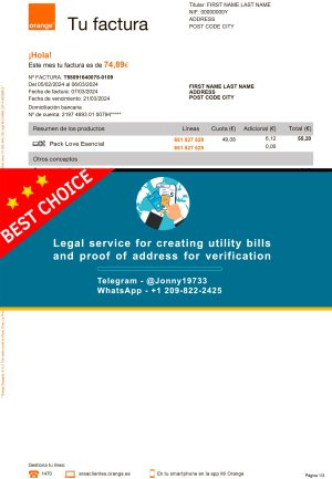 Spain Fake Utility bill template