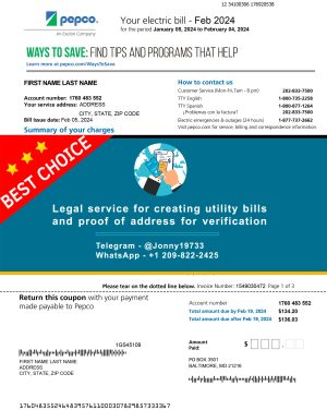 Maryland Fake Utility bill template