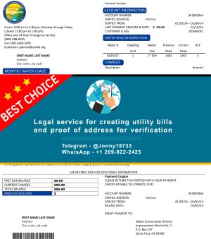 California Fake Utility bill template