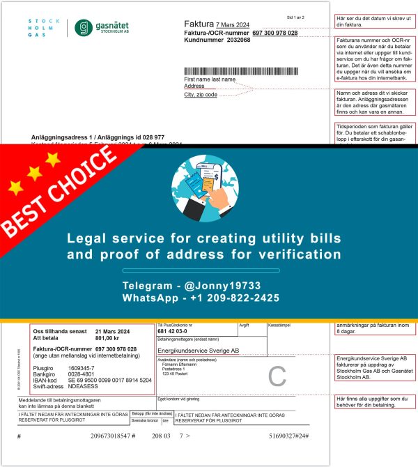 Sweden Fake Utility bill template