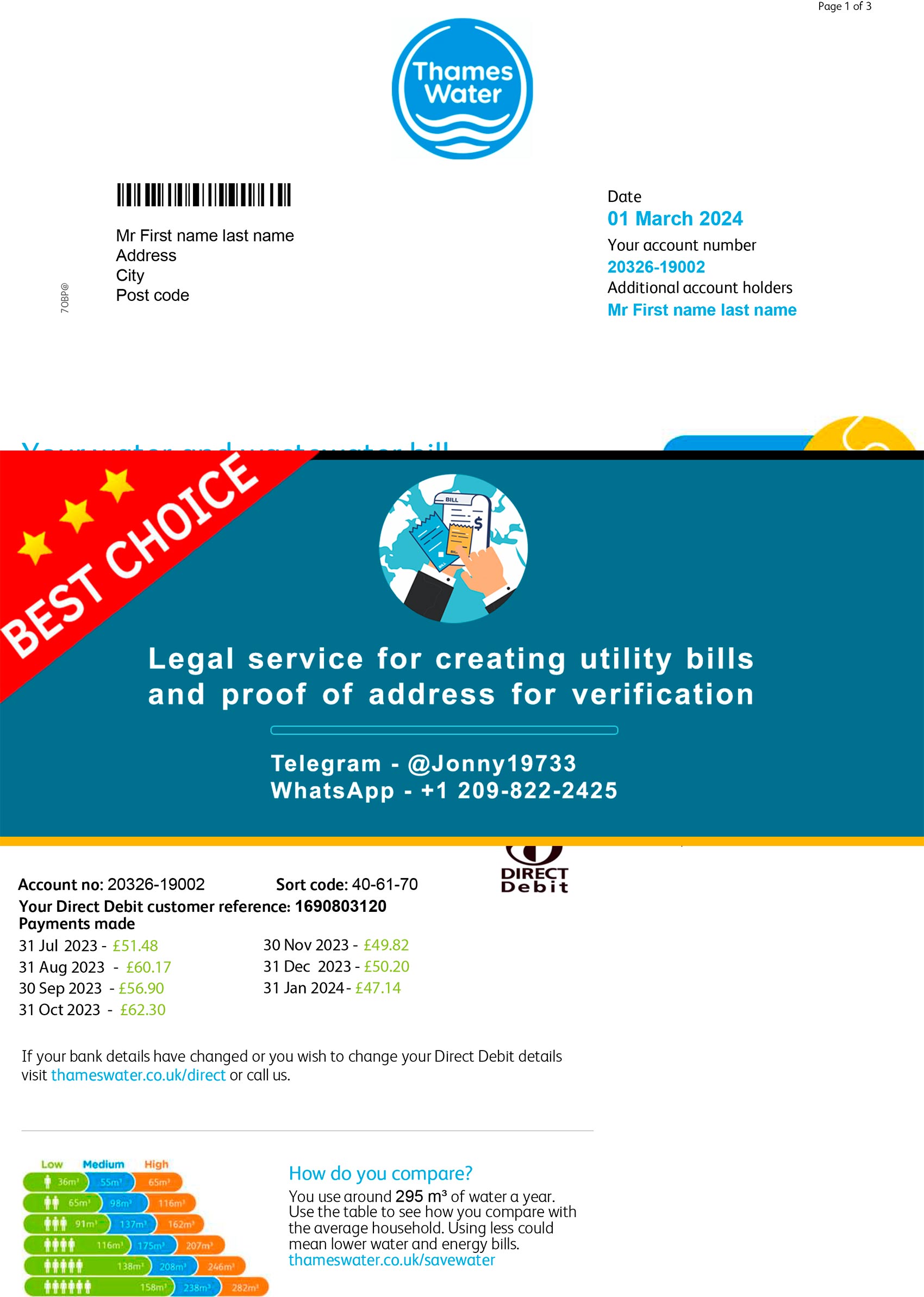 UK Fake Utility bill template