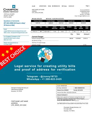 Texas Fake Utility bill template