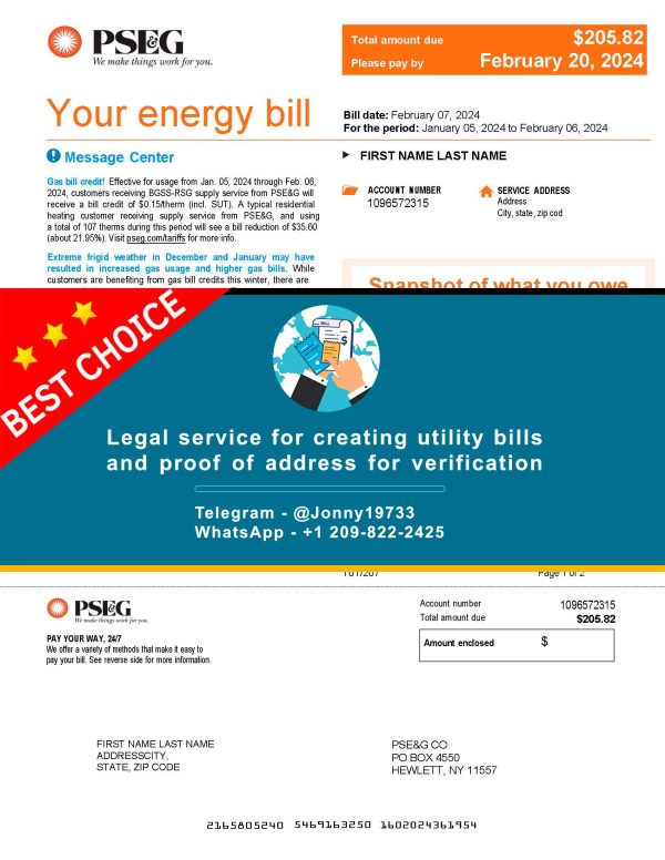 New York Fake Utility bill template