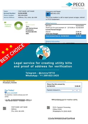 Pennsylvania Fake Utility bill template