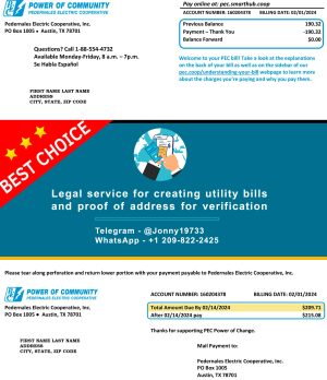 Texas Fake Utility bill template