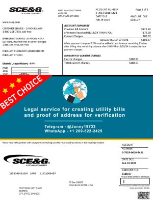 South Carolina Fake Utility bill template