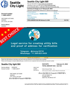 Seattle Fake Utility bill template