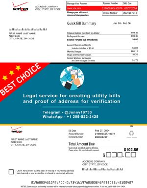 Verizon Fake Utility bill template