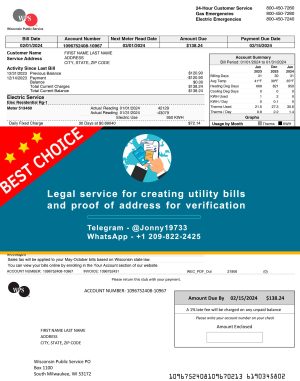 Wisconsin Fake Utility bill template