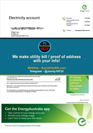 australia Fake Utility bill template