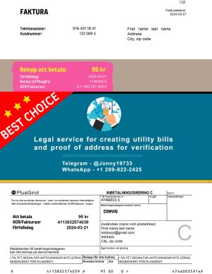 Sweden Fake Utility bill template