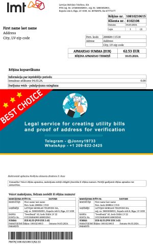 Latvia Fake Utility bill template