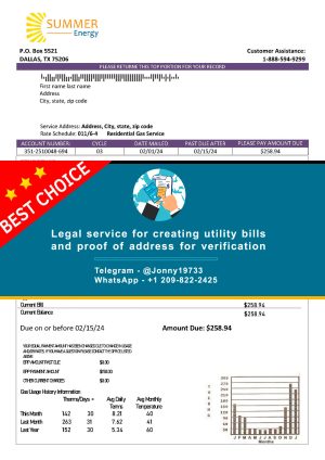 Texas Fake Utility bill template