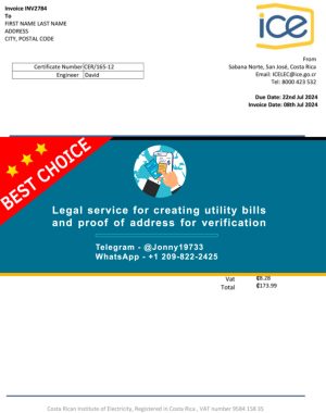 Costa Rica Fake Utility bill template