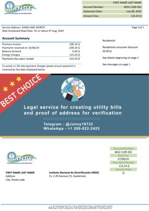 Guatemala Fake Utility bill template