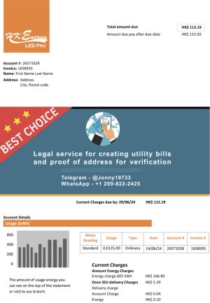 Hong Kong Fake Utility bill template