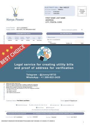 Kenya Fake Utility bill template