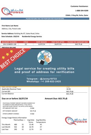 Qatar Fake Utility bill template