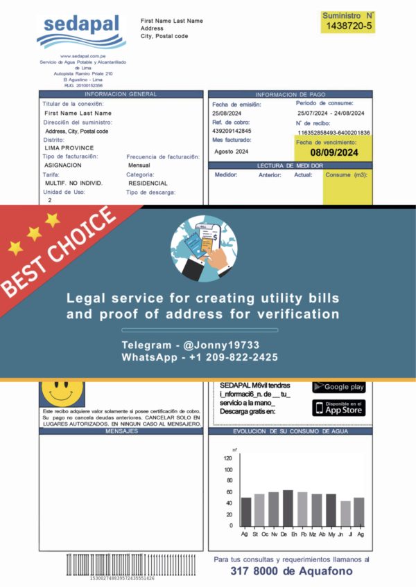 PERU Fake Utility bill template