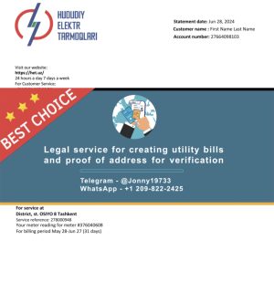 uzbekistan Fake Utility bill template